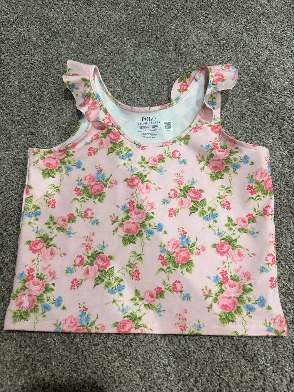 Polo by Ralph Lauren Pink Floral Ruffle Tank Top